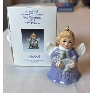 Goebel 1998 Porcelain Angel Bell Christmas Ornament Glazed Germany Boxed